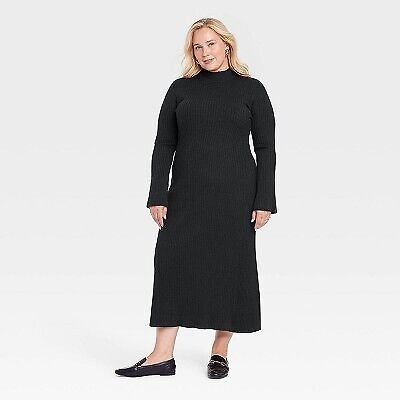 Women's Long Sleeve Dress-Xinri Black XXL